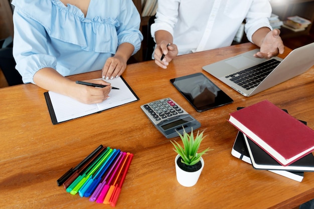 Organized bookkeeping workspace with documents and calculator